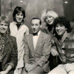 Original VJs with Pee Wee Herman. Alan Hunter, Martha Quinn, Pee Wee Herman, Nina Blackwood, Mark Goodman. Photo courtesy of Jeff Bass, Chyron/Graphics Operator for MTV, 1984-1991.